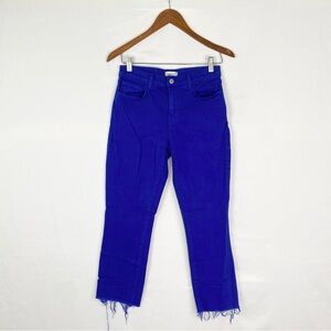 L'AGENCE Sada Slim High Rise‎ Crop Jeans in Surf Blue Size 26 Raw Hem